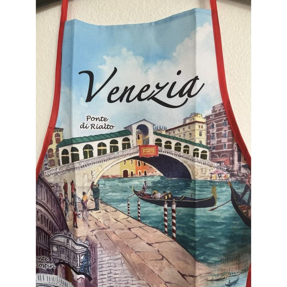 Venice Italy Travel Souvenir Cooking Apron Ponte Di Rialto Polyester Colorful